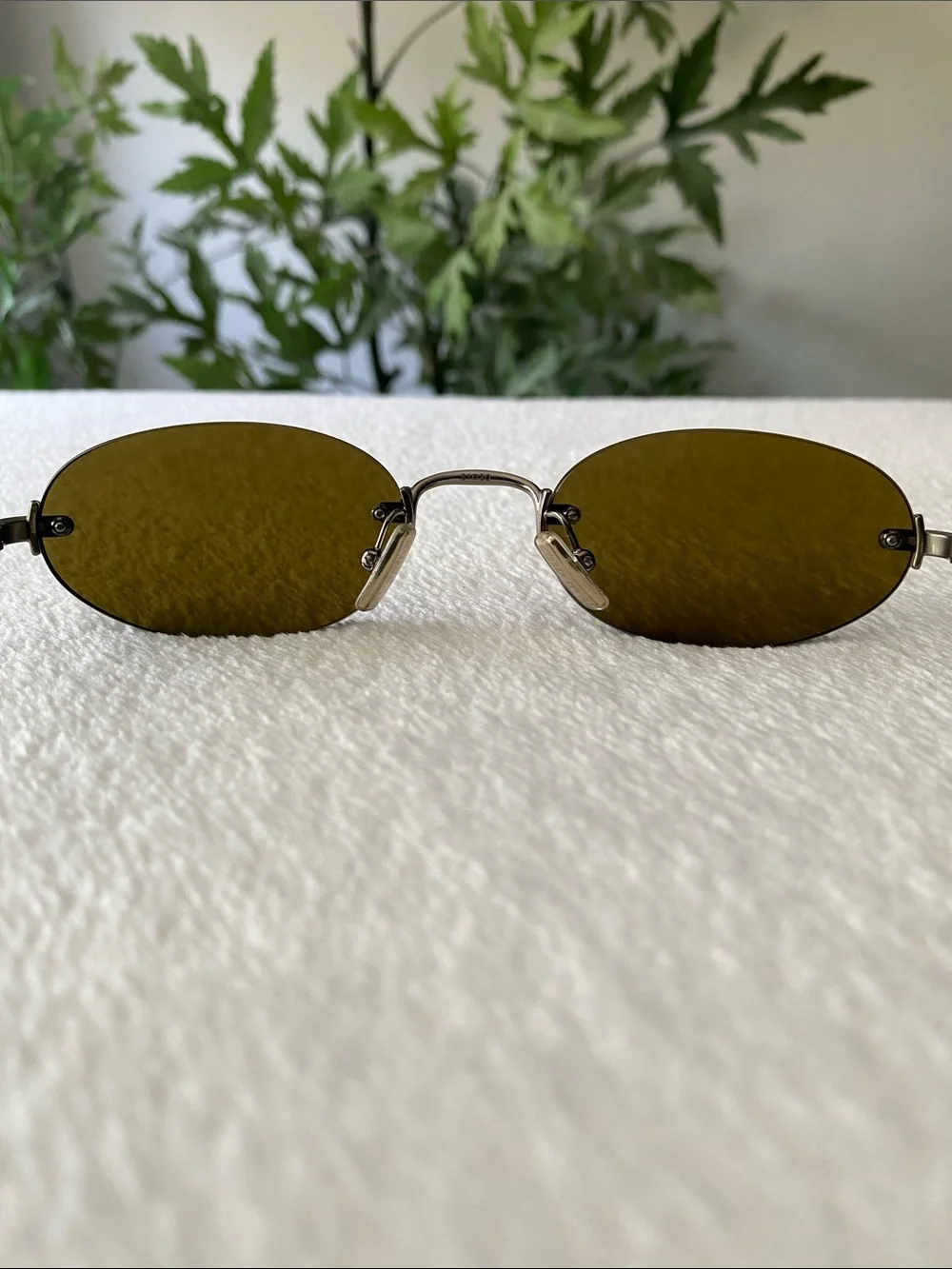 Miu Miu Rimless Narrow Oval Sunglasses | SMUA54, Old Gold/Dark Brown